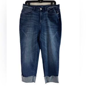 J Jill Denim High Rise Straight Leg Wide Cuff Jeans Size 16 lots of stre…